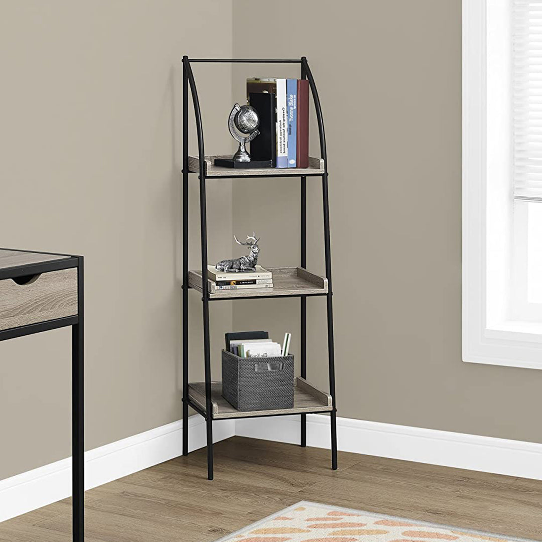 48" Taupe Metal Etagere Bookcase