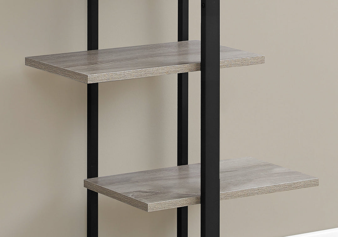 60" Taupe Metal Etagere Bookcase