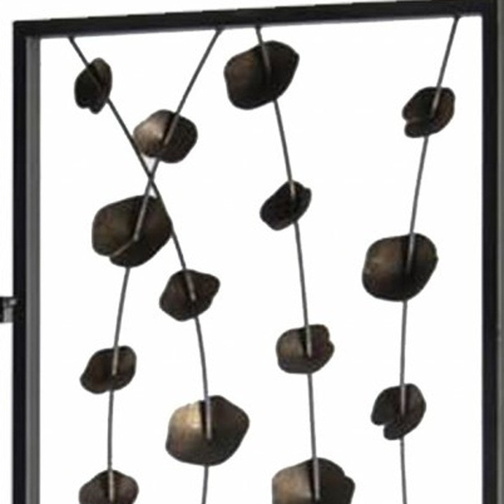 48 X 1 X 71 Gray And Bronze Metal Falling Blooms  Screen