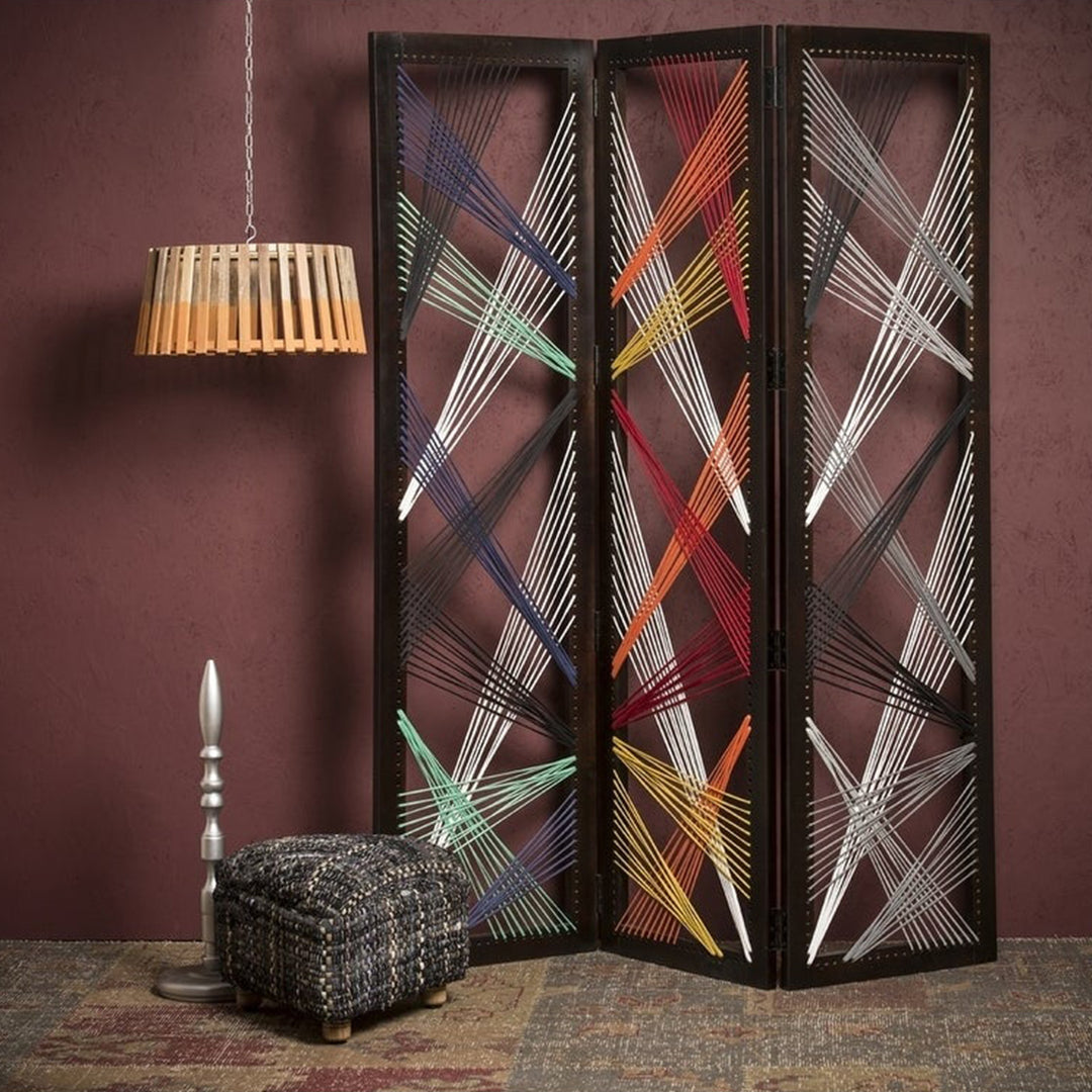 61 X 1.5 X 72 Multicolor Fabric And Wood Traverse  Screen