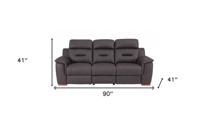 90" Brown Faux Leather Sofa