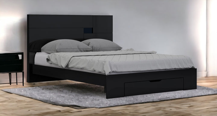 Solid Wood King Black Bed