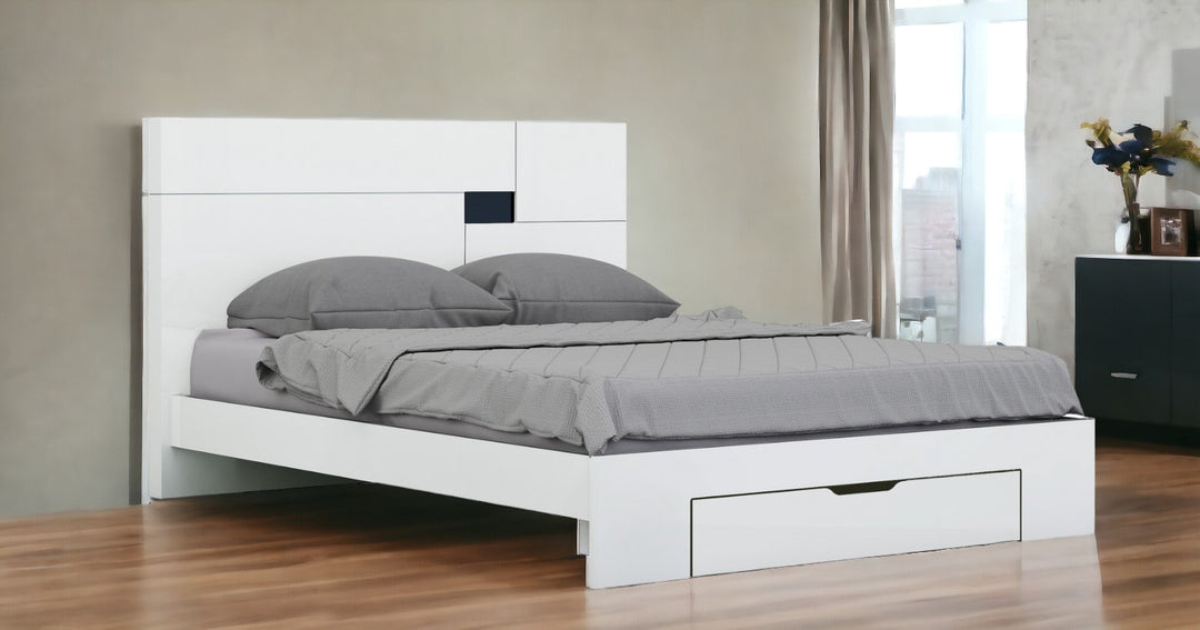 Solid Wood Queen White Bed