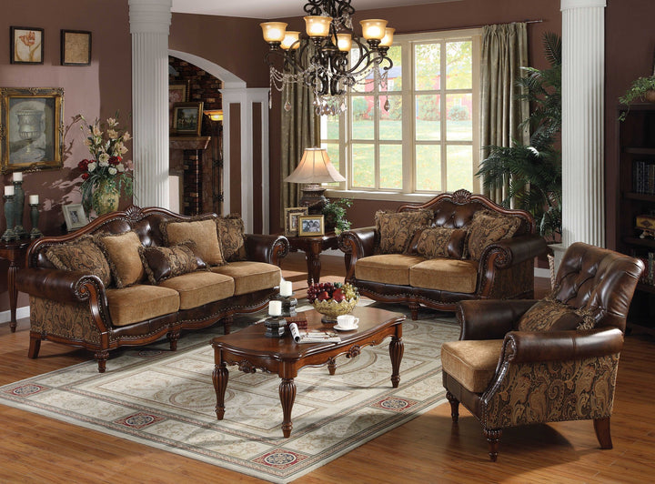 70" Brown Faux Leather Chesterfield Loveseat