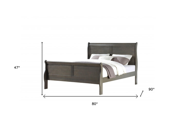 Dark Gray King Sleigh Bed