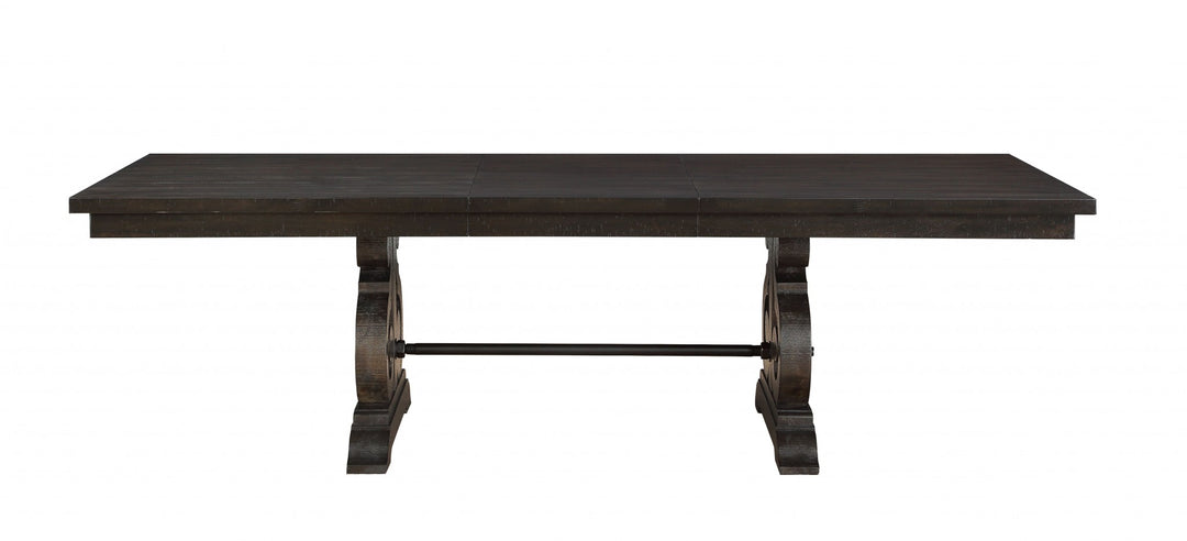 104" Brown Solid Wood Trestle Base Dining Table