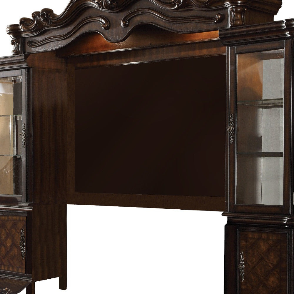 19" Brown Wood Cabinet Enclosed Storage Entertainment Center