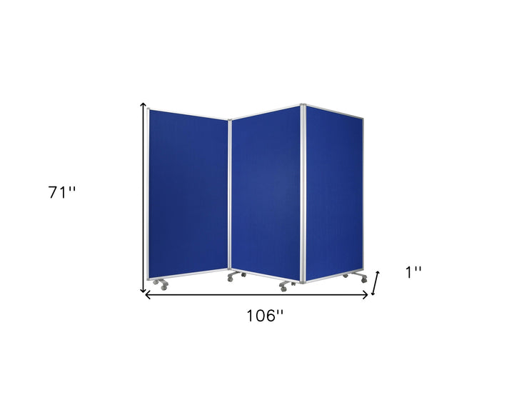 106 X 1 X 71 Blue Metal And Fabric - Screen