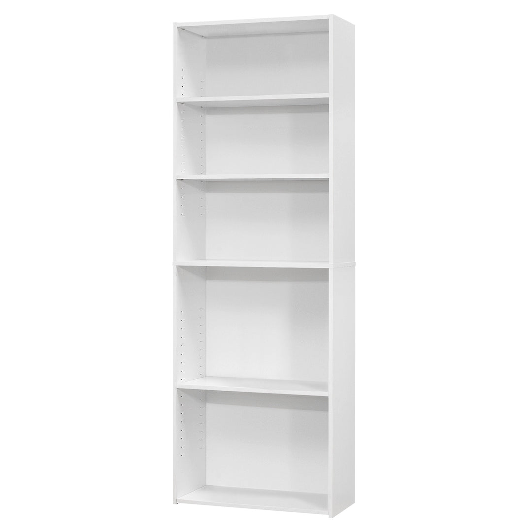 71" White Wood Adjustable Bookcase