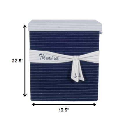 13.5" X 17" X 22.5" Blue Fabric Basket With Bow  Decoration Set Of 5