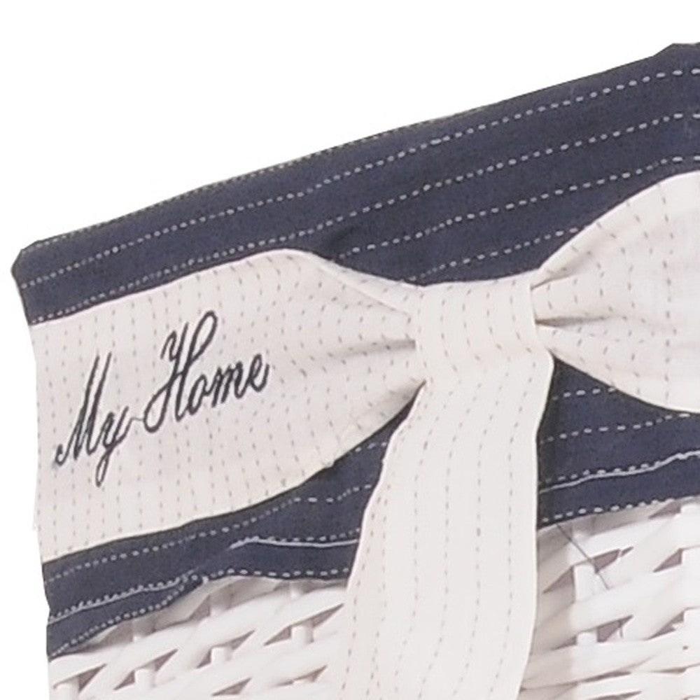 14" X 17.5" X 19.5" White blue rectangular willow Basket Set Of 5