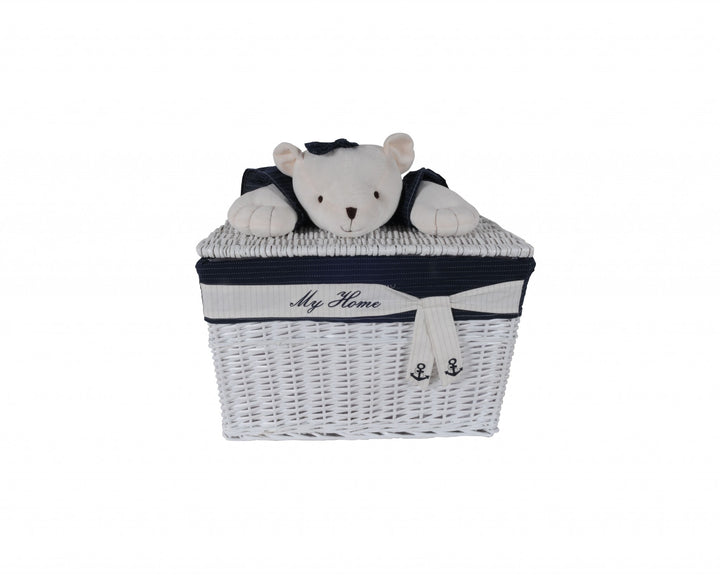 15.5" X 23.5" X 22" White blue rectangular bear Design Basket Set Of 5