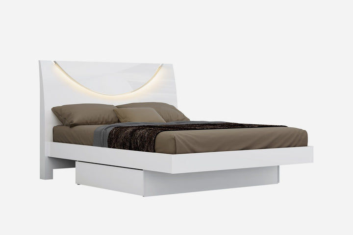 Solid Wood King White Bed