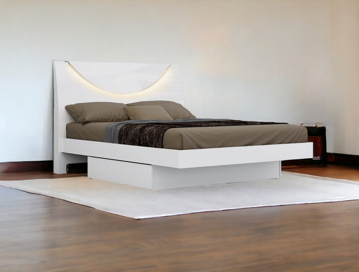 Solid Wood King White Bed