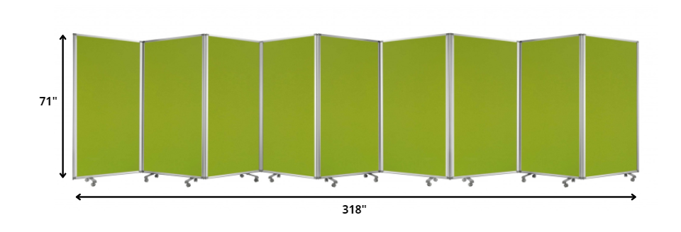 318" X 1" X 71" Green, Metal, 9 Panel, Screen