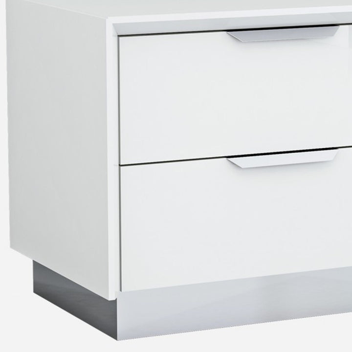 21" White Two Drawers Nightstand