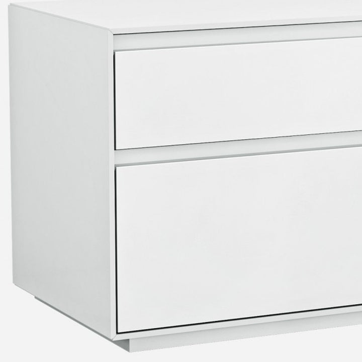 Simplistic White Gloss 2 Drawer Nightstand