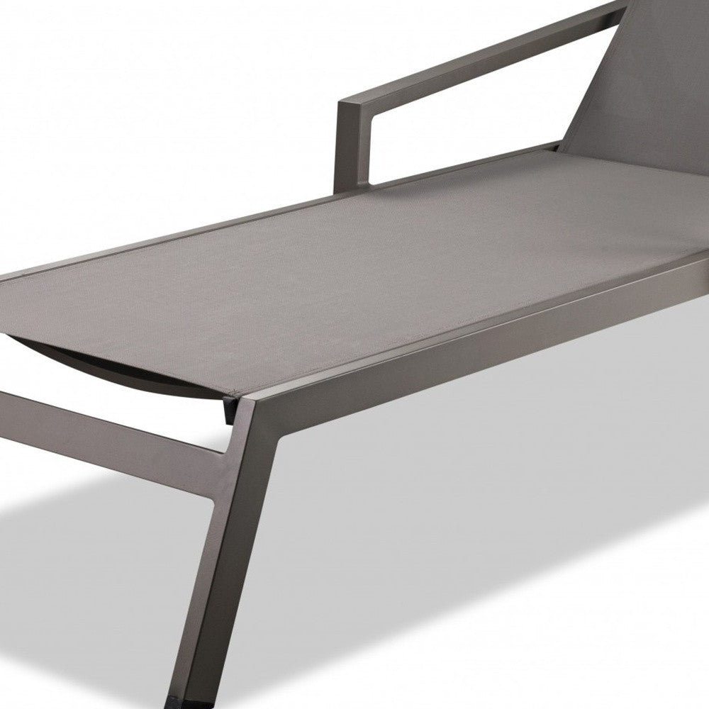 Set Of 2 Taupe Modern Aluminum Chaise Lounges