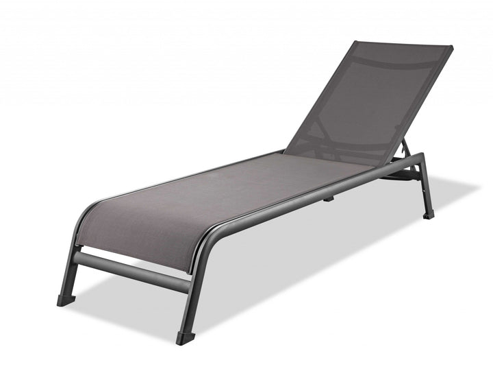 Set of Two 23" Taupe Metal Outdoor Chaise Lounge