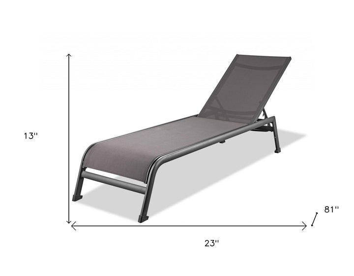 Set of Two 23" Taupe Metal Outdoor Chaise Lounge