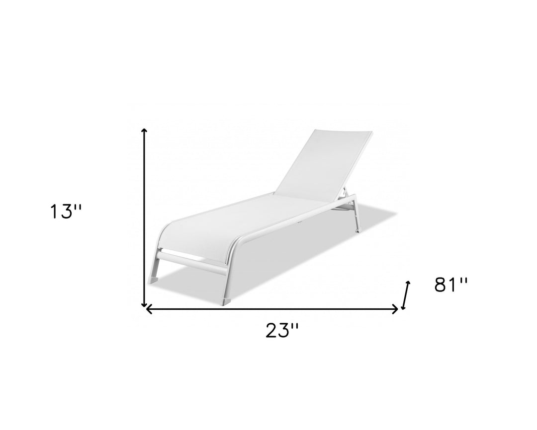 Set of Two 23" White and Chrome Indoor Outdoor Chaise Lounge