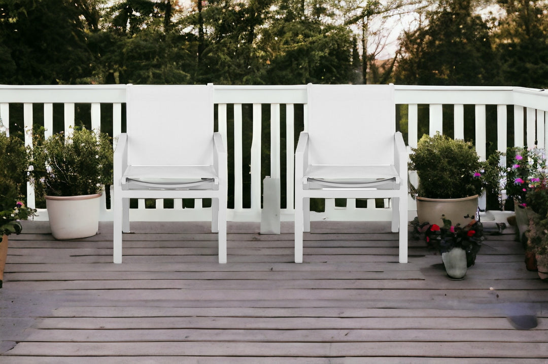 Set of Two 22" White Metal Indoor Outdoor Dining Chair