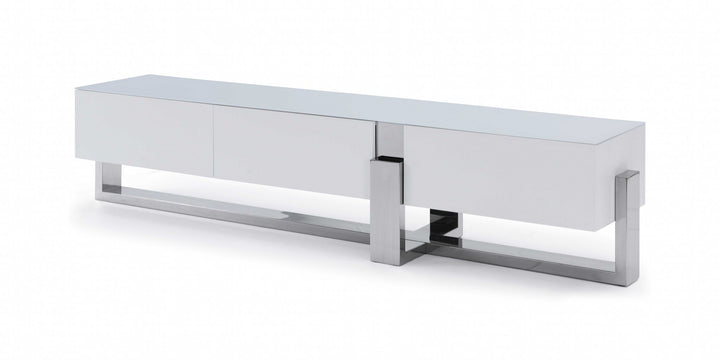 91 X 18 X 19 White Stainless Steel Tv Unit