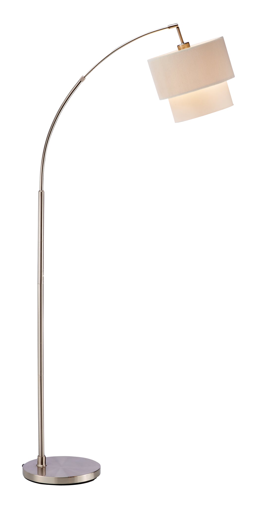 71" Black Arched Floor Lamp With Brown Drum Shade