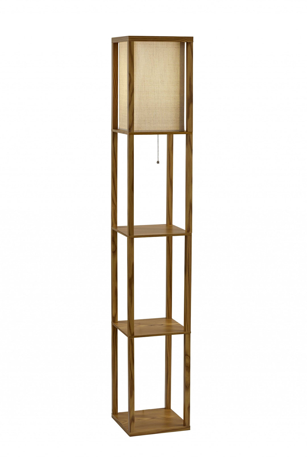 Floor Lamp With Black Wood Finish Storage Shelves