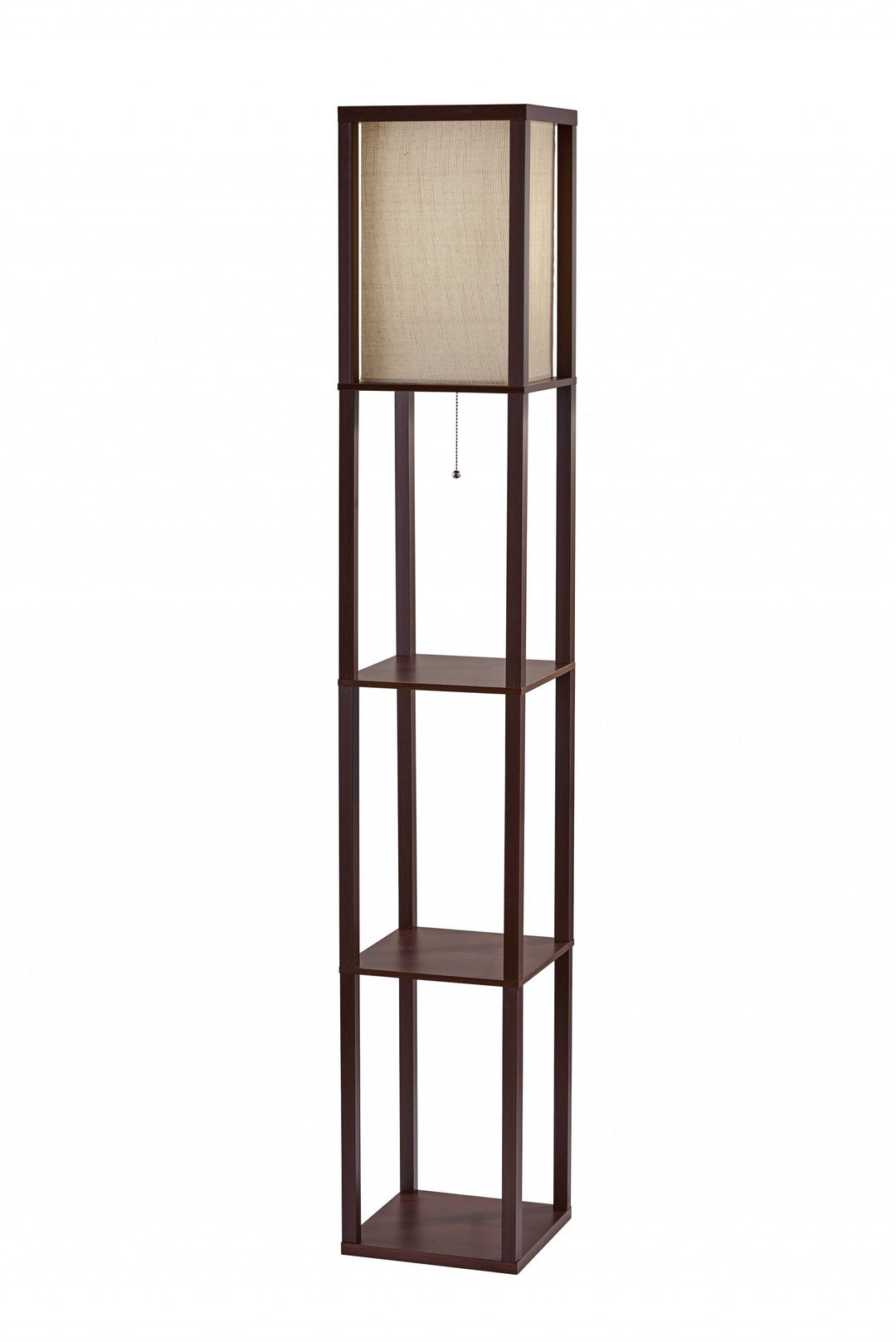 Floor Lamp With Black Wood Finish Storage Shelves