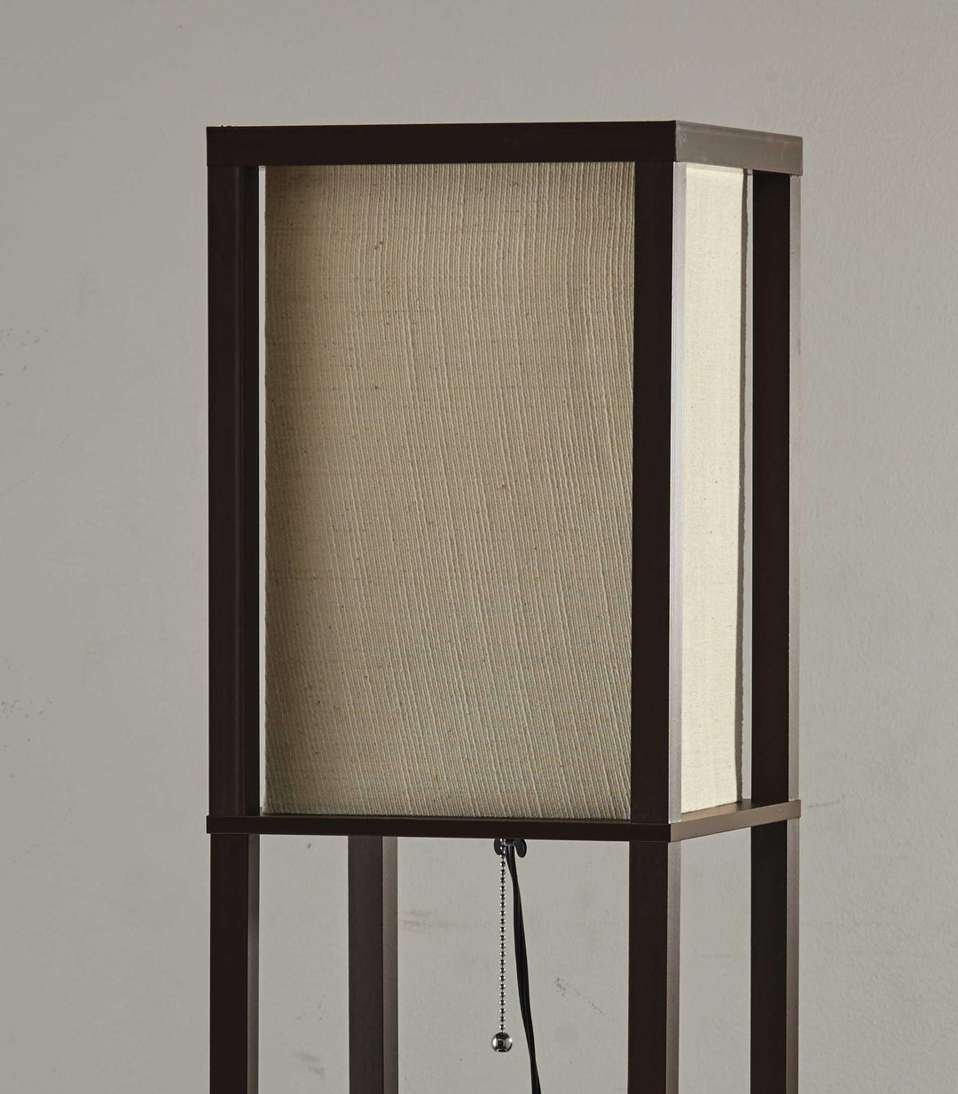 Floor Lamp With Black Wood Finish Storage Shelves