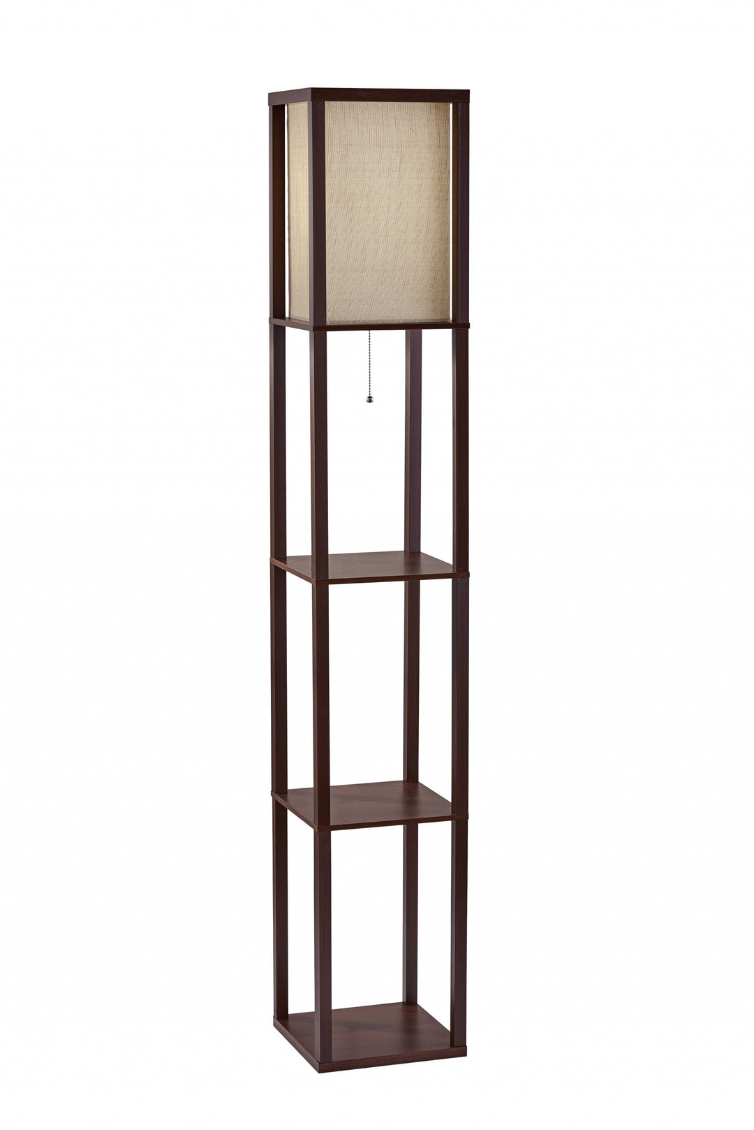 Floor Lamp With Black Wood Finish Storage Shelves