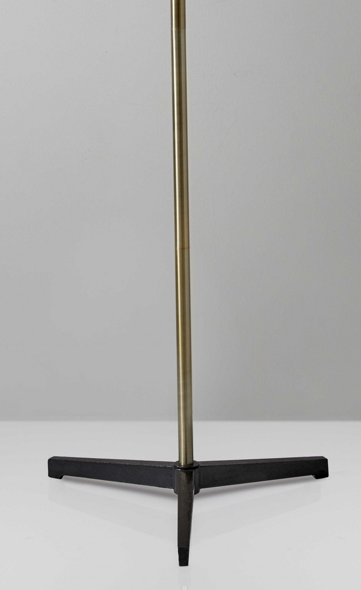 Three Arm Adjustable Floor Lamp In Brass Metal With Grey Black And White Shades