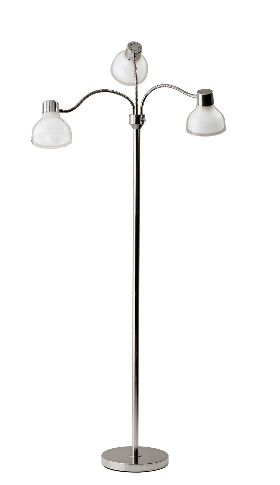 69" Black Three Light Tree Floor Lamp With White Bowl Shade