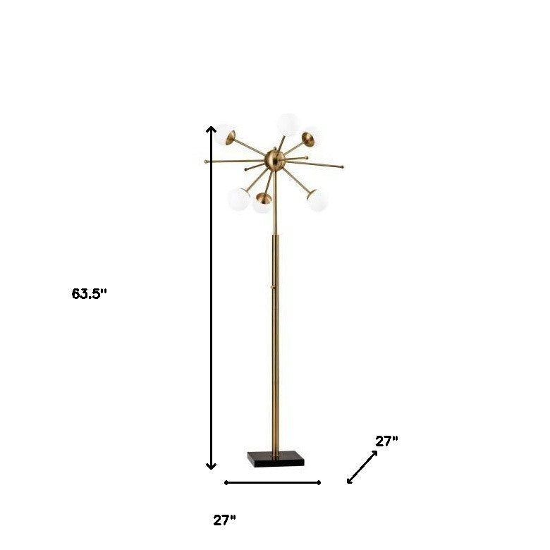 64" Brass Six Light Novelty Floor Lamp