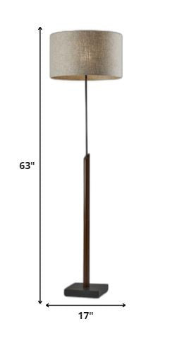 63" Black Traditional Shaped Floor Lamp With Beige Drum Shade