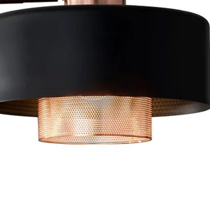 60" Copper Task Floor Lamp With Black Metal Drum Shade