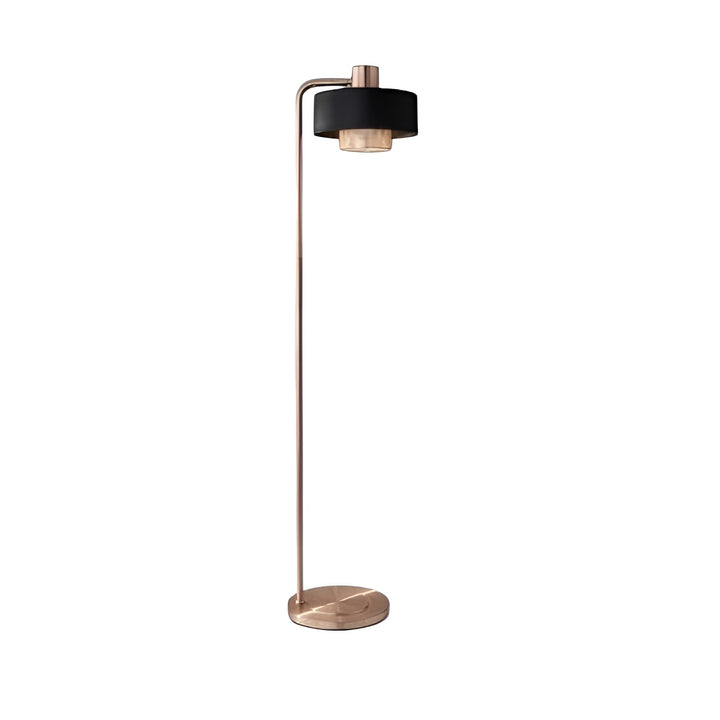 60" Copper Task Floor Lamp With Black Metal Drum Shade