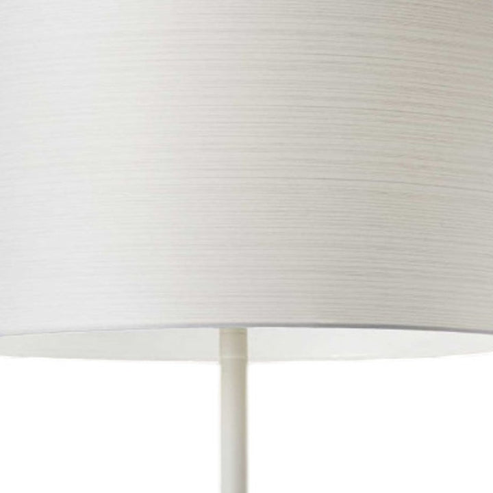 60" White Metal Floor Lamp With White Drum Shade