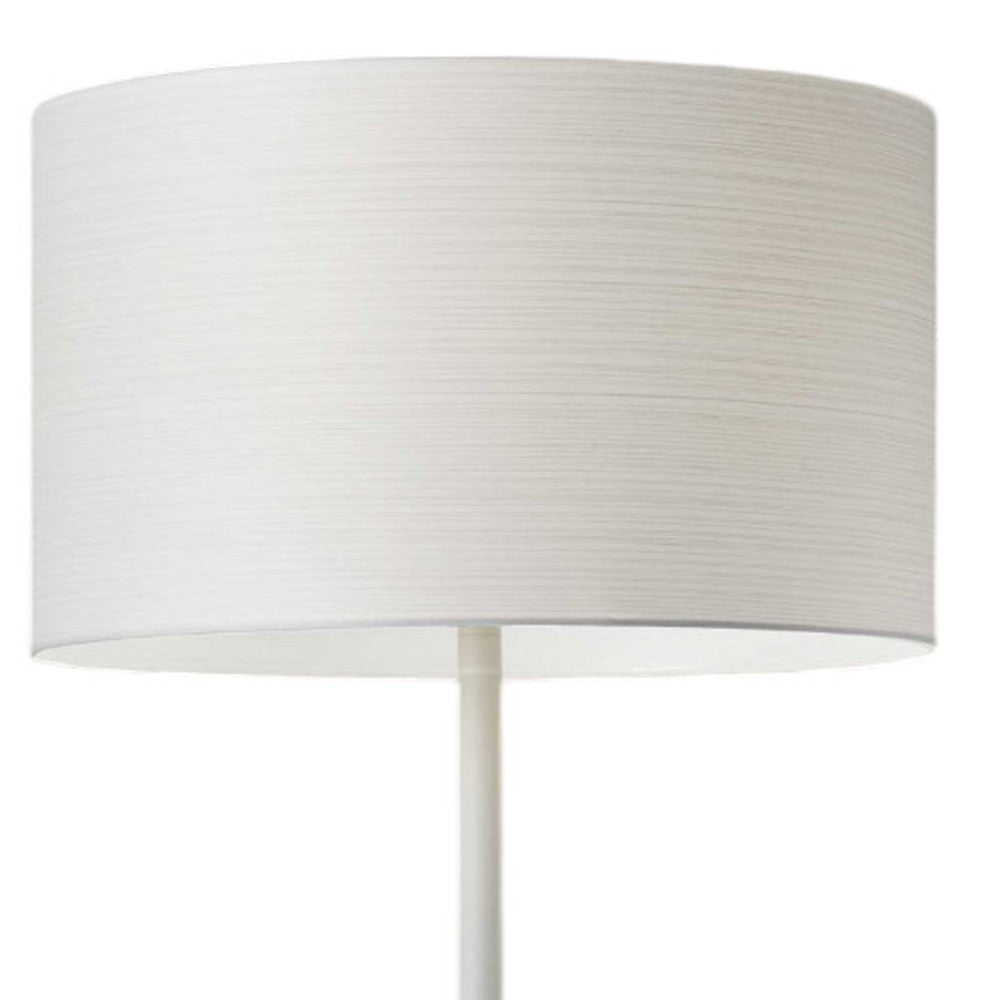 60" White Metal Floor Lamp With White Drum Shade