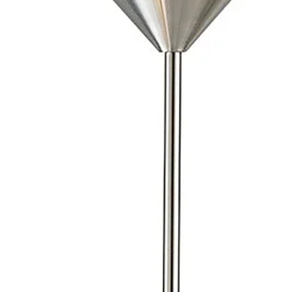 71" Two Light Torchiere Floor Lamp With White Acrylic Bowl Shades