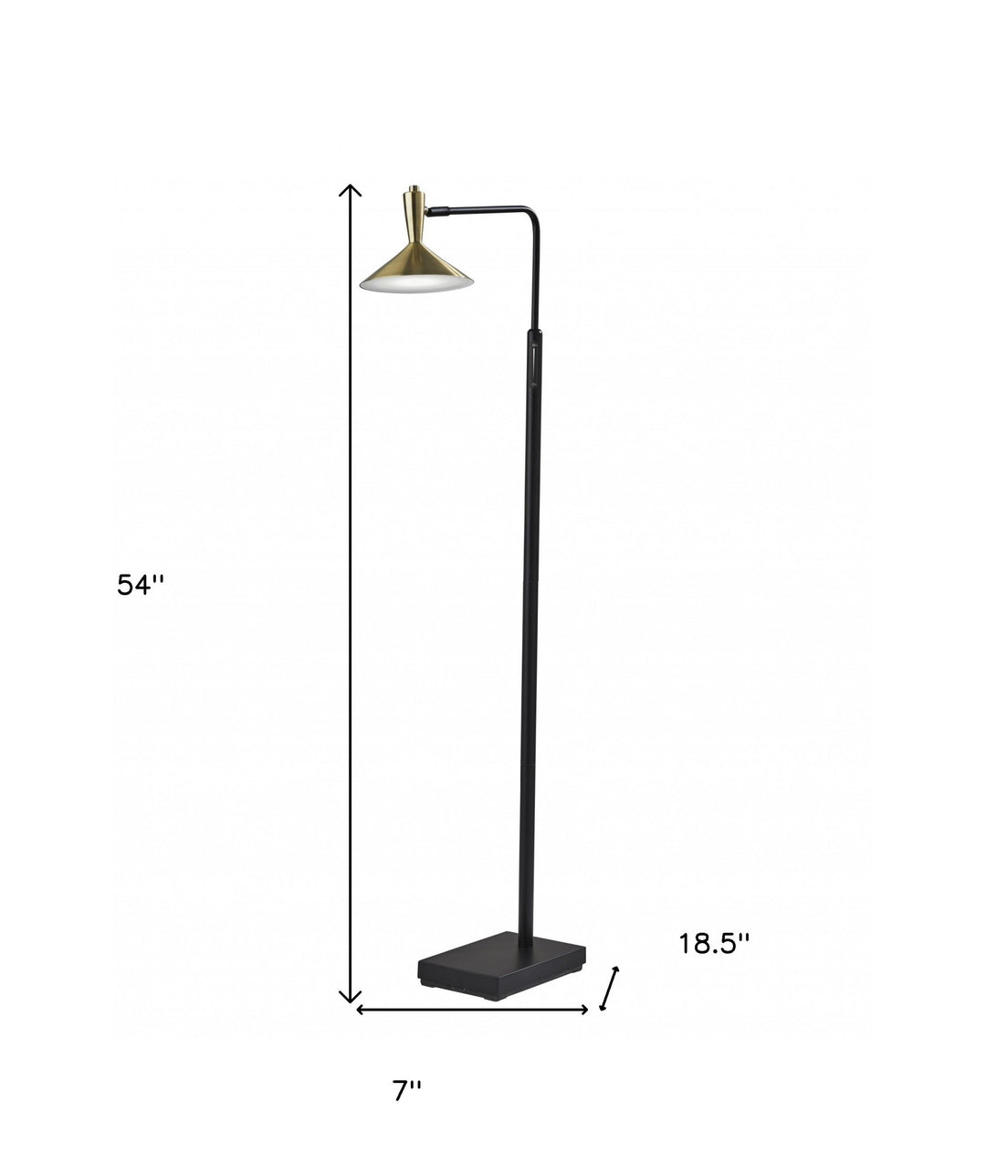 Adjustable Brass Spotlight Led Floor Lamp In Black Metal