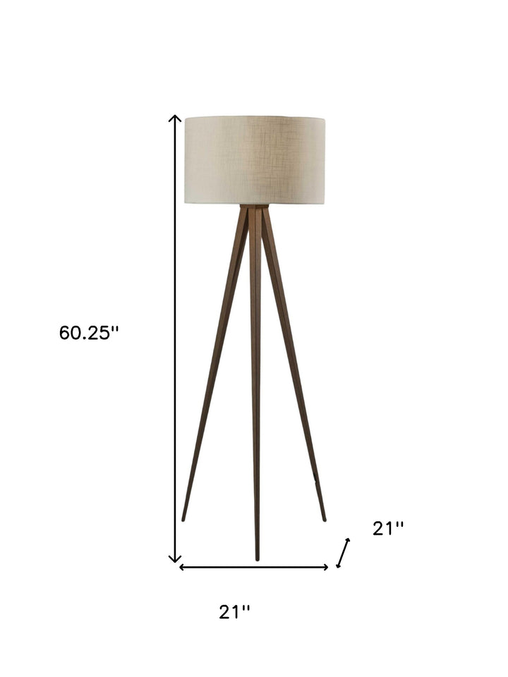 62" Black Tripod Floor Lamp With Black Drum Shade