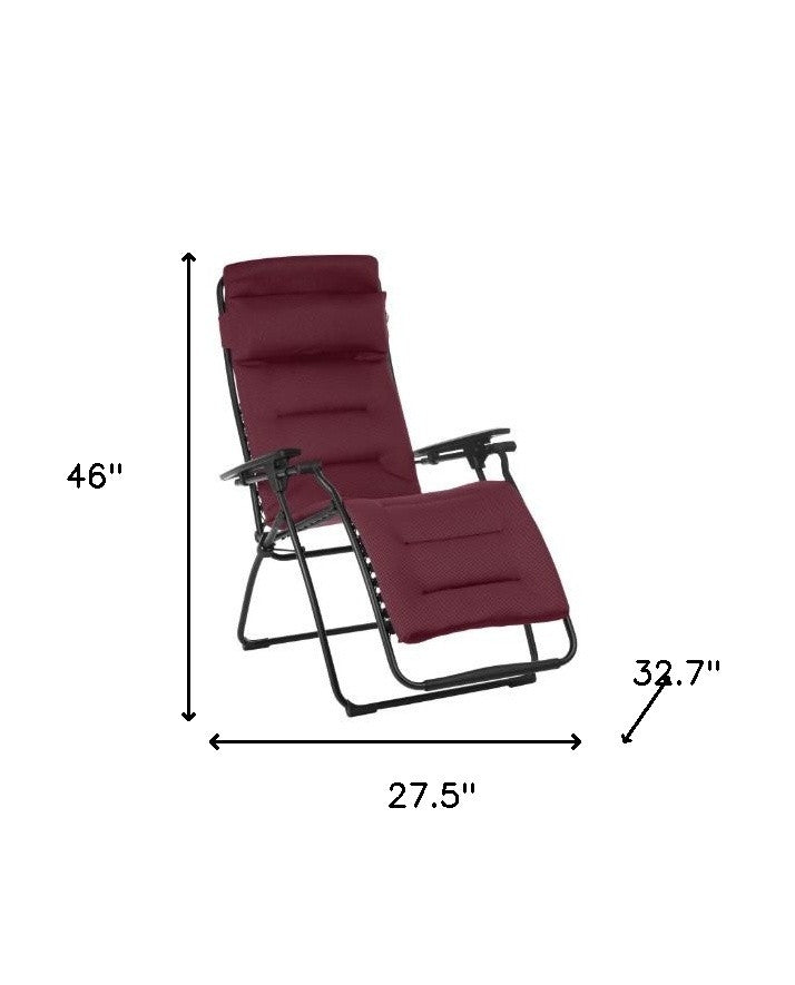 28" Red Steel Outdoor Zero Gravity Chair with Red Cushion