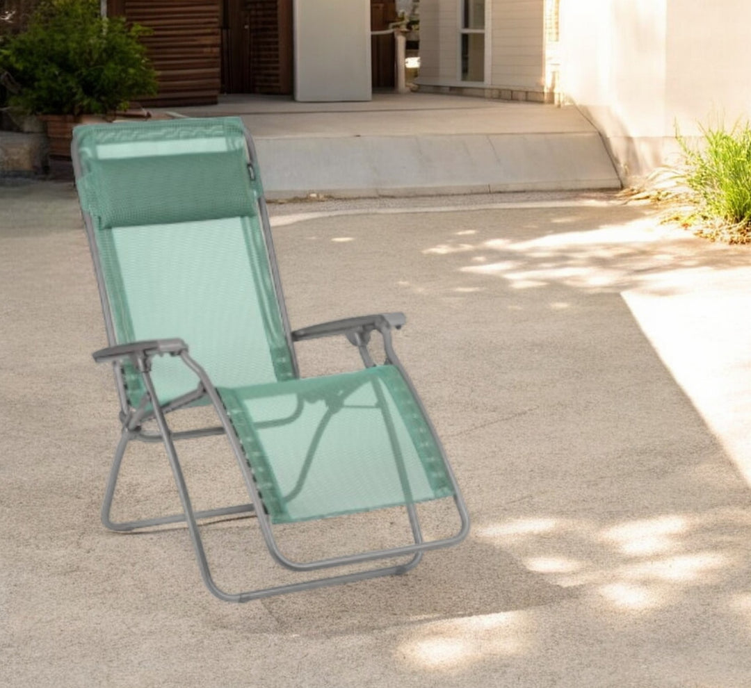 27" Blue Metal Outdoor Zero Gravity Chair with Blue Cushion