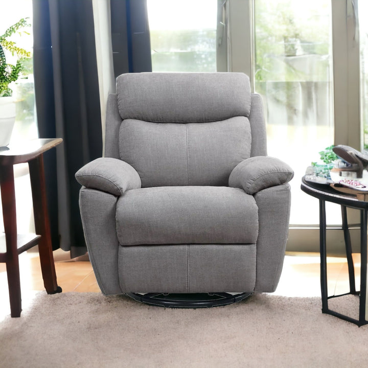 35" Light Gray Fabric Power Recliner With USB