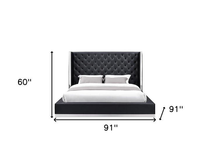 60 X 91 X 91 White Faux Leather Bed King