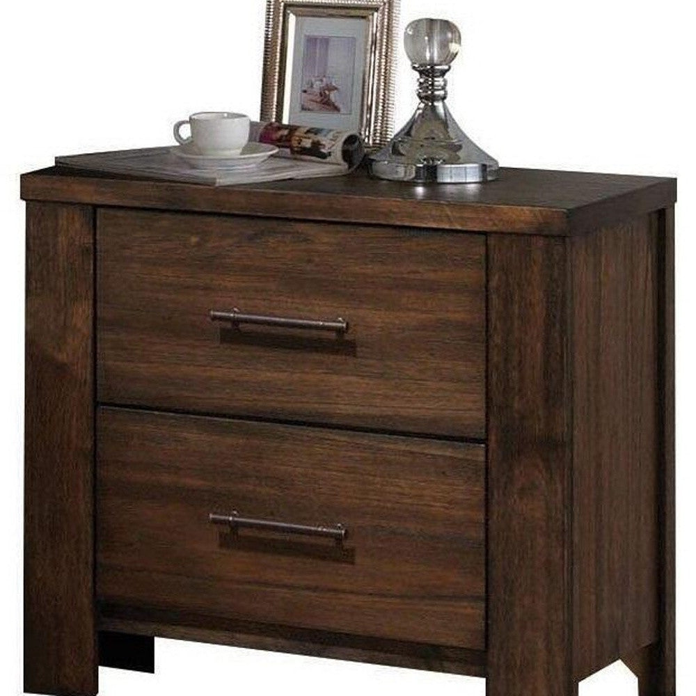 25" Brown Two Drawers Nightstand