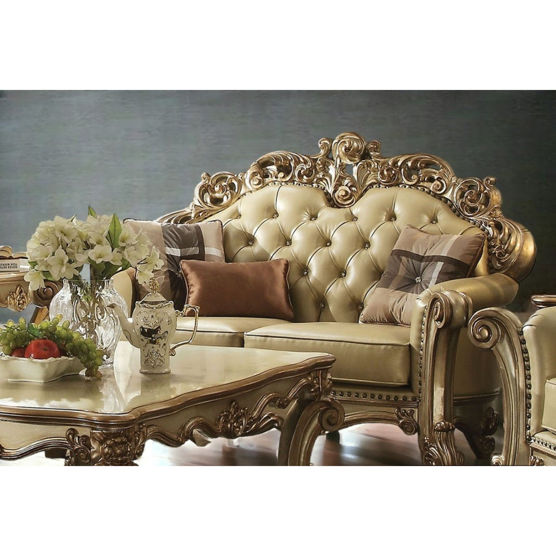 69" Ivory Chesterfield Loveseat and Toss Pillows