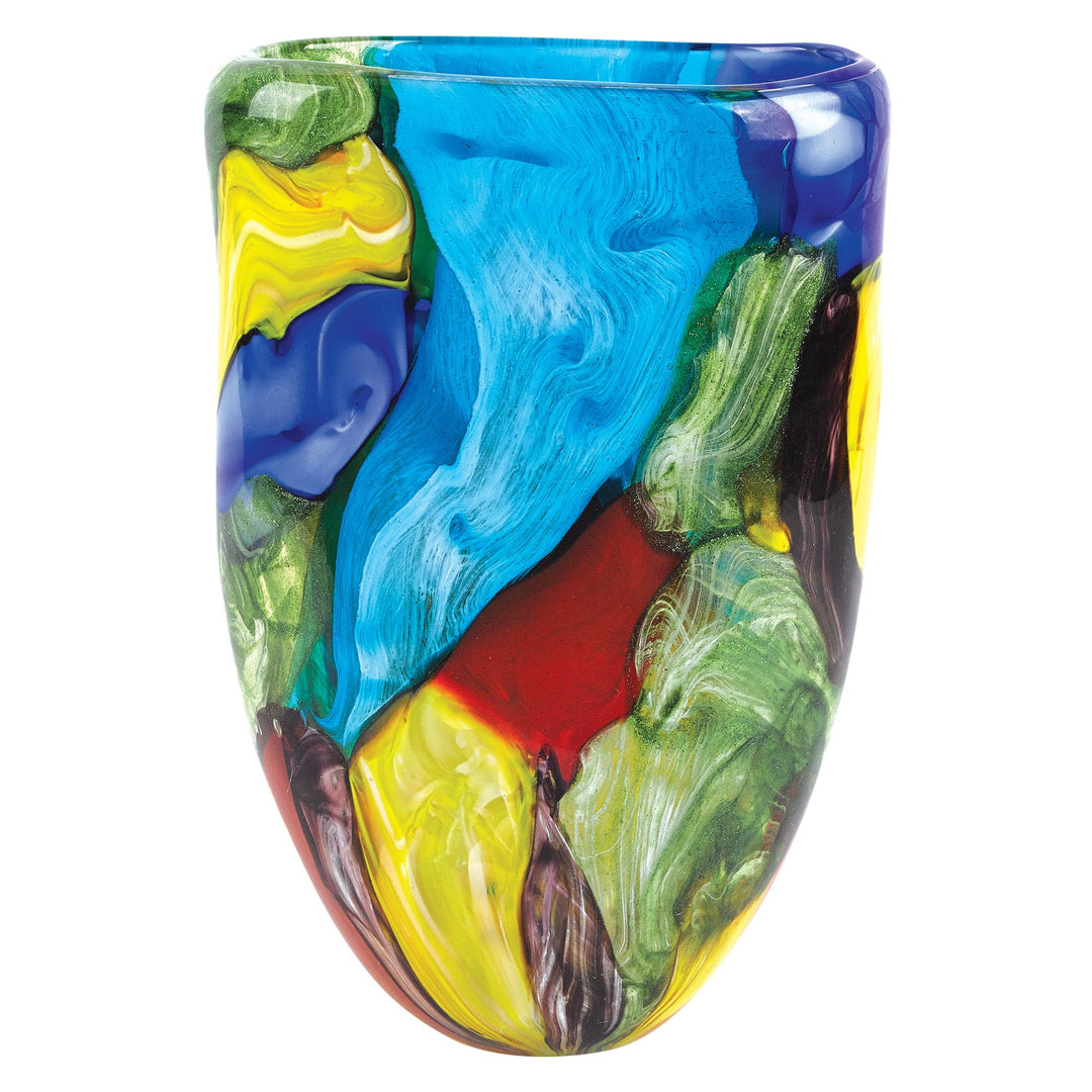 11 Multicolor Glass Art Oval Vase